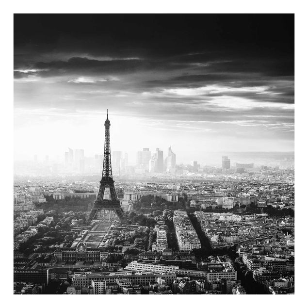 Glasbilleder sort og hvid The Eiffel Tower From Above Black And White