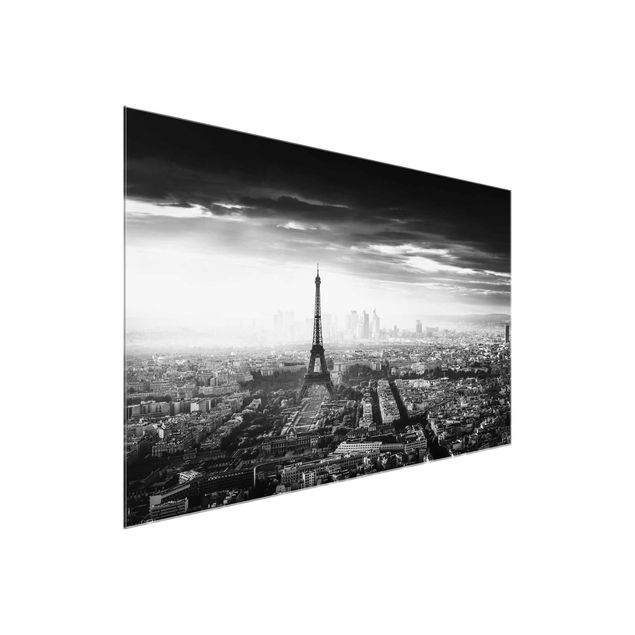 Glasbilleder arkitektur og skyline The Eiffel Tower From Above Black And White
