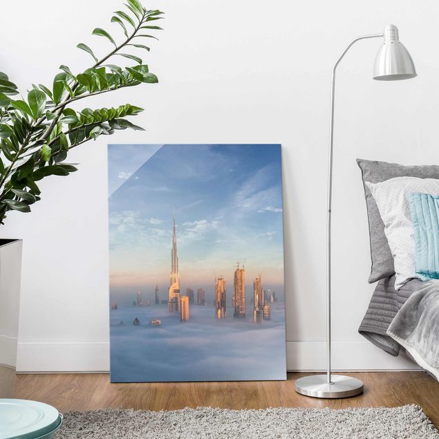 Glasbilleder arkitektur og skyline Dubai Above The Clouds