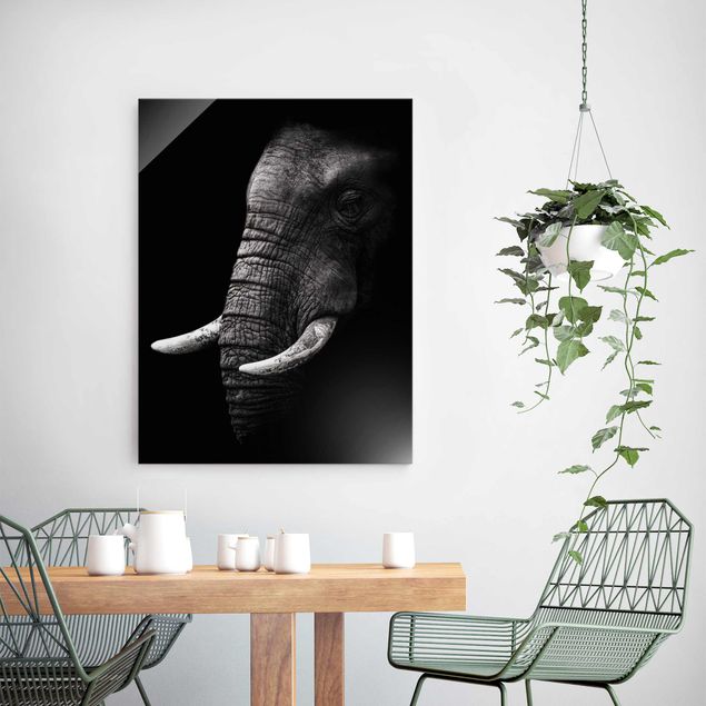 Glasbilleder landskaber Dark Elephant Portrait