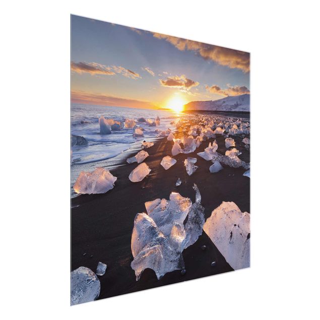 Billeder landskaber Chunks Of Ice On The Beach Iceland