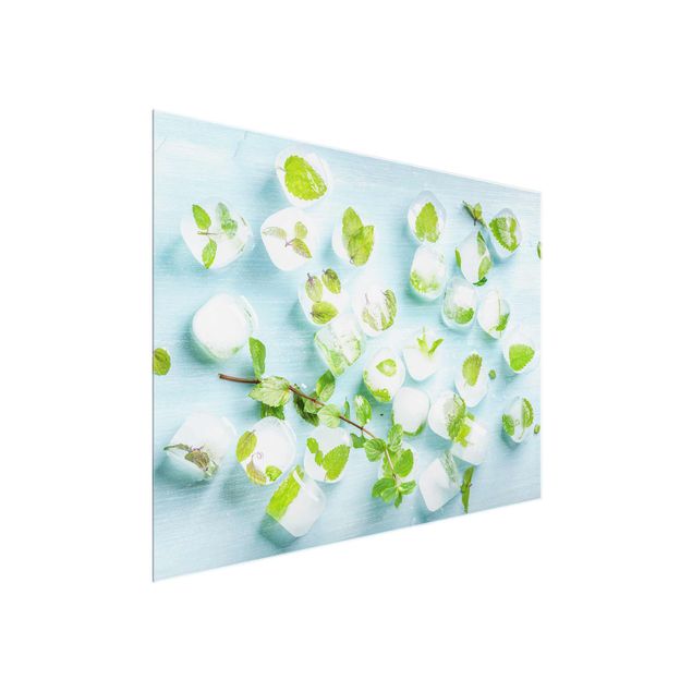 Billeder grøn Ice Cubes With Mint Leaves