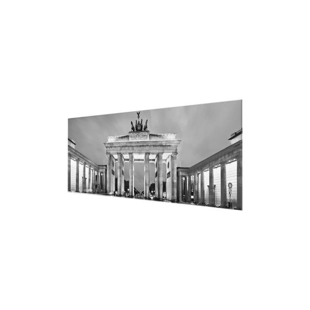 Glasbilleder sort og hvid Illuminated Brandenburg Gate II