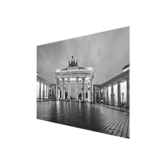 Glasbilleder sort og hvid Illuminated Brandenburg Gate II