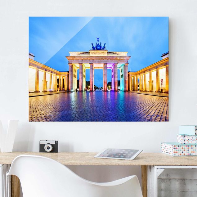 Glasbilleder Berlin Illuminated Brandenburg Gate