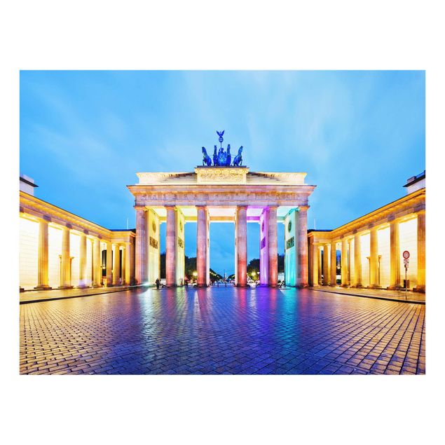 Glasbilleder arkitektur og skyline Illuminated Brandenburg Gate