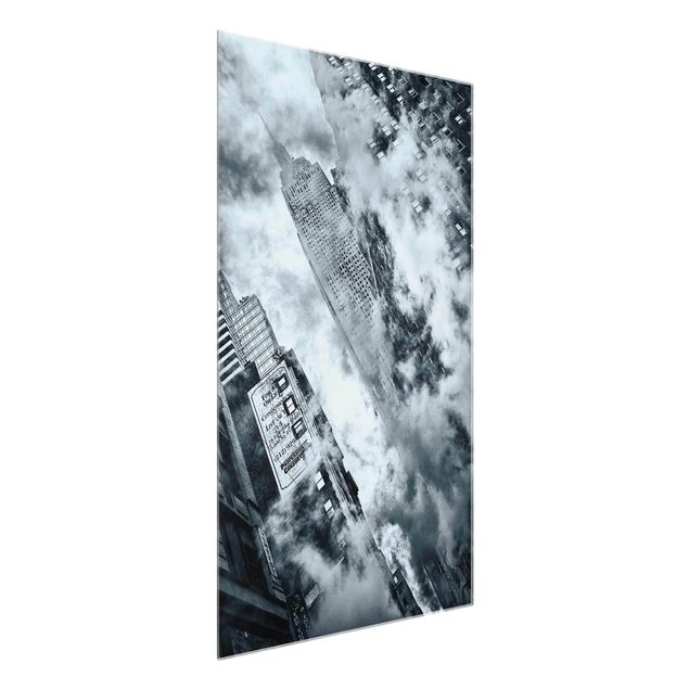 Glasbilleder sort og hvid Facade Of The Empire State Building