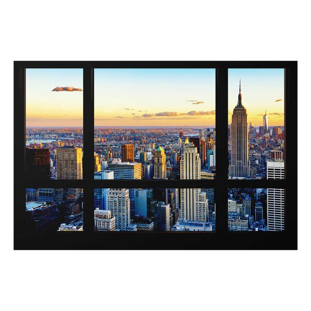 Glasbilleder arkitektur og skyline Window view - Sunrise New York