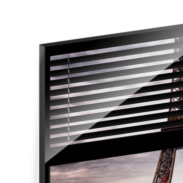 Glas magnettavla Window Blinds View - Eiffel Tower Paris