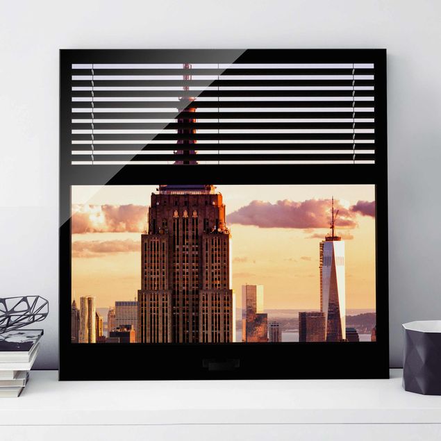 Glasbilleder New York Window View Blind - Empire State Building New York