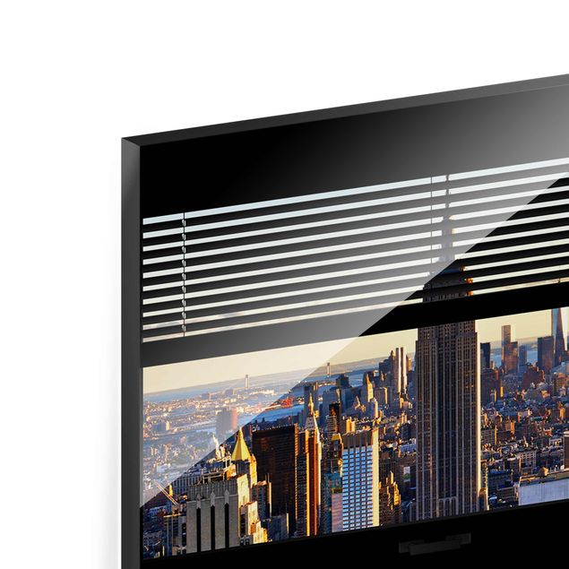 Glas magnettavla Window View Blinds - Manhattan Evening