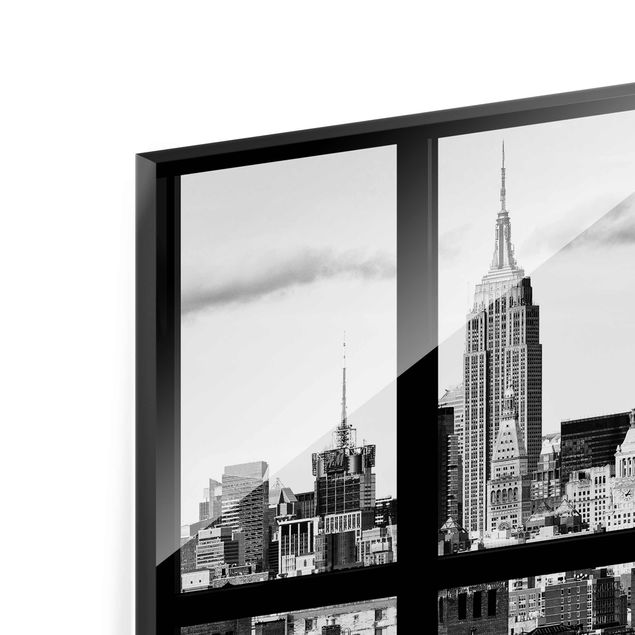 Billeder Window Manhattan Skyline black-white