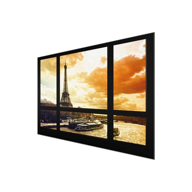 Billeder arkitektur og skyline Window view - Paris Eiffel Tower sunset