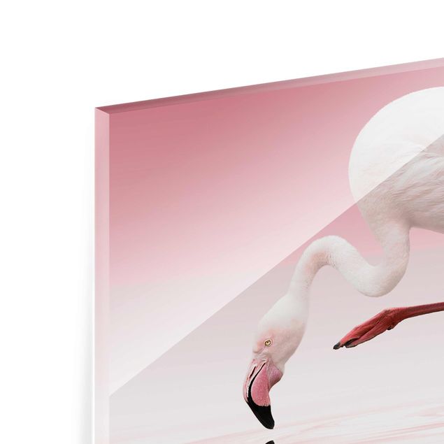 Glas magnettavla Flamingo Dance