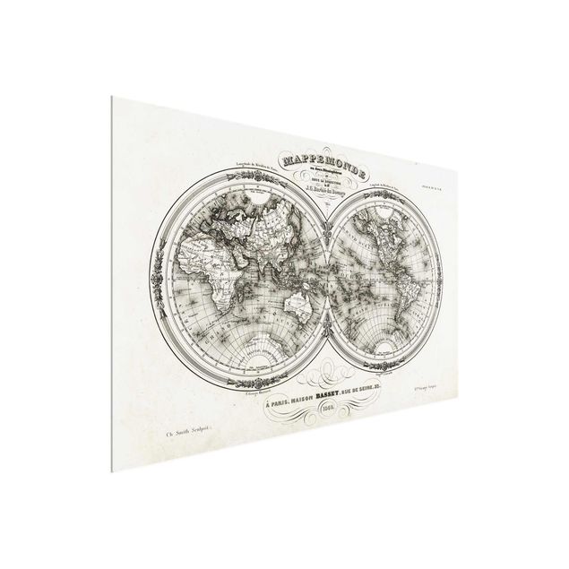 Billeder arkitektur og skyline French map of the hemispheres from 1848
