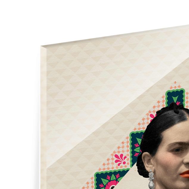 Glas magnettavla Frida Kahlo - Flowers And Geometry
