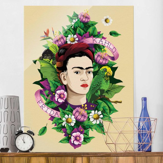 køkken dekorationer Frida Kahlo - Frida, Äffchen und Papagei