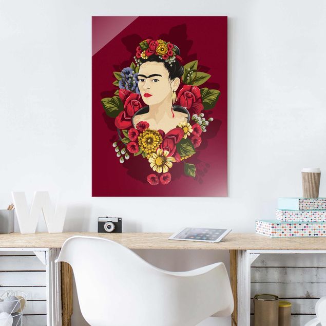 Glasbilleder blomster Frida Kahlo - Roses