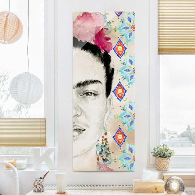 Billeder portræt Frida With Pink Flowers I