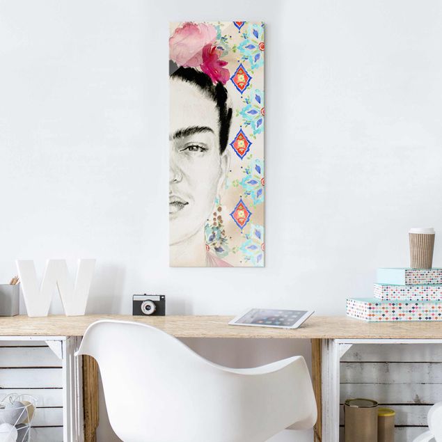 Billeder moderne Frida With Pink Flowers I