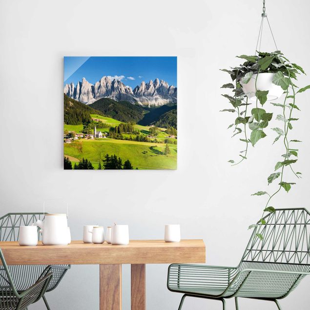 Glasbilleder landskaber Odle In South Tyrol