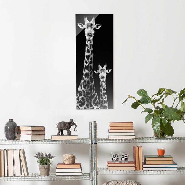 Glasbilleder sort og hvid Giraffe Duo black & white