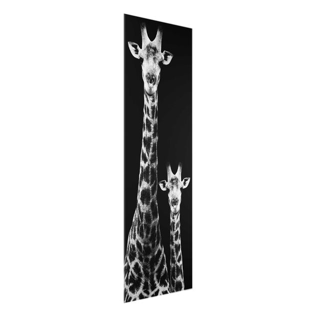 Glasbilleder dyr Giraffe Duo black & white