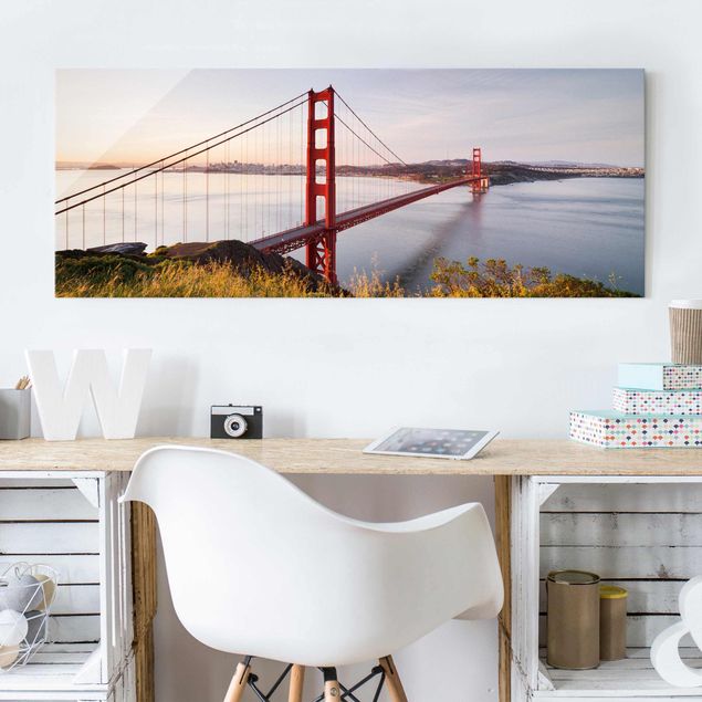 Glasbilleder arkitektur og skyline Golden Gate Bridge In San Francisco