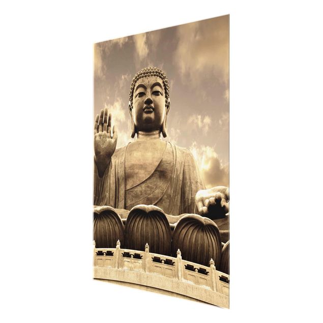 Glas magnettavla Big Buddha Sepia