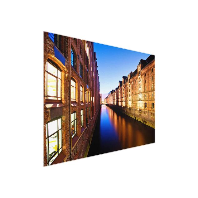 Glasbilleder arkitektur og skyline Hamburg Warehouse District