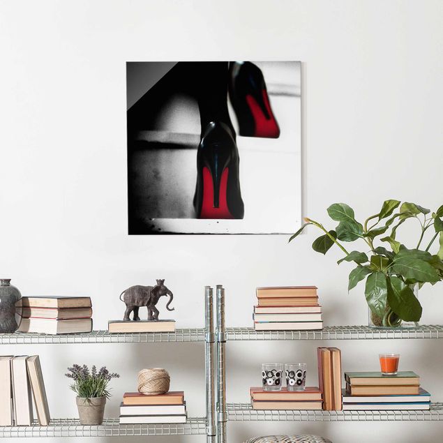 Glasbilleder sort og hvid High Heels In Red