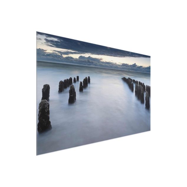 Billeder hav Old Wooden Posts In The North Sea On Sylt