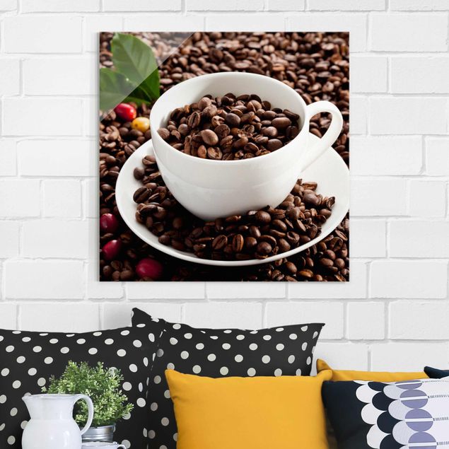 Billeder kaffe Coffee Cup With Roasted Coffee Beans