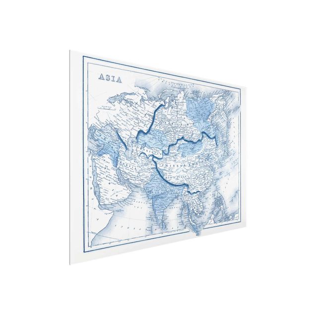 Billeder retro Map In Blue Tones - Asia