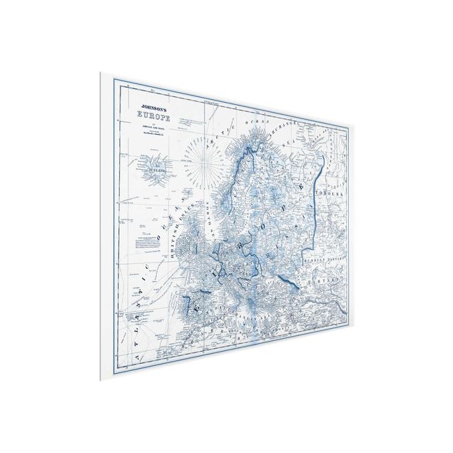 Billeder retro Map In Blue Tones - Europe