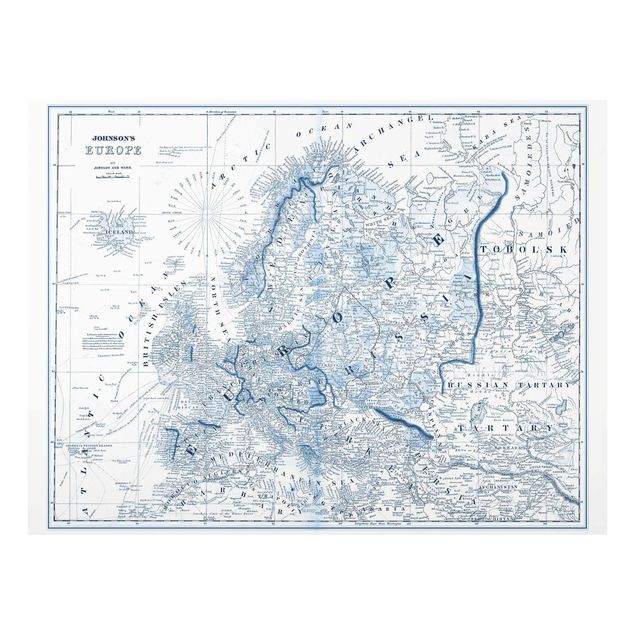 Billeder blå Map In Blue Tones - Europe
