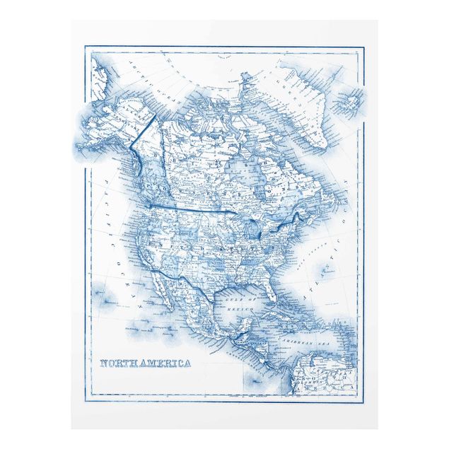 Billeder blå Map In Blue Tones - North America