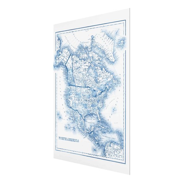 Billeder Map In Blue Tones - North America
