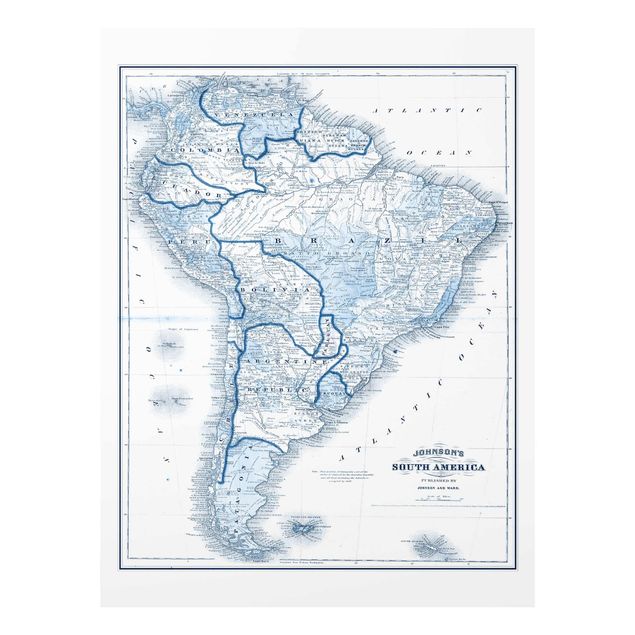 Billeder blå Map In Blue Tones - South America