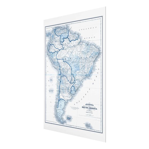 Billeder Map In Blue Tones - South America