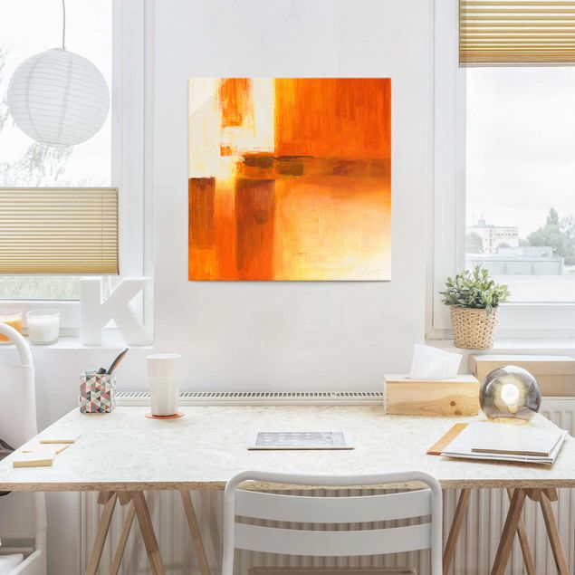 Billeder kunsttryk Petra Schüßler - Composition In Orange And Brown 01