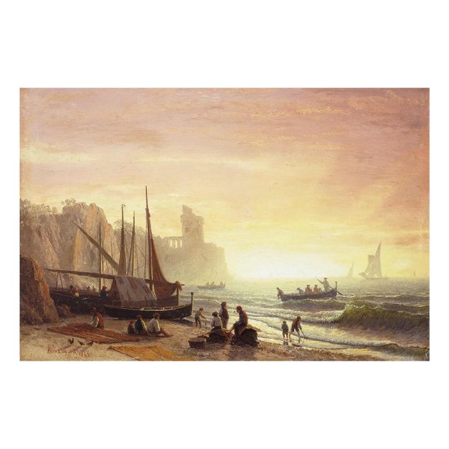 Glasbilleder landskaber Albert Bierstadt - The Fishing Fleet