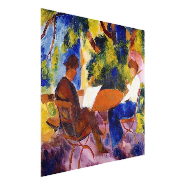Glasbilleder abstrakt August Macke - Couple At The Garden Table