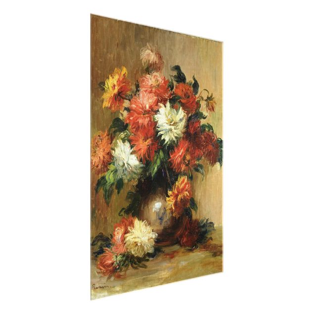 Glasbilleder blomster Auguste Renoir - Still Life with Dahlias