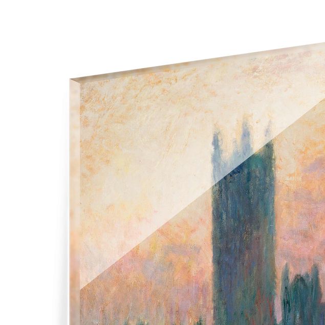 Glasbilleder arkitektur og skyline Claude Monet - London Sunset