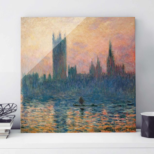 Glasbilleder London Claude Monet - London Sunset
