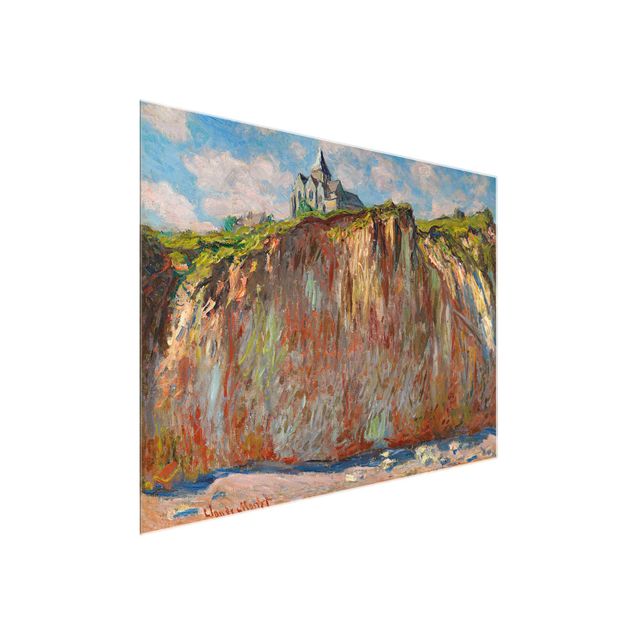 Glasbilleder landskaber Claude Monet - The Church Of Varengeville At Evening Sun