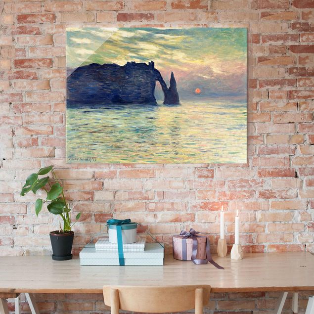 Kunst stilarter impressionisme Claude Monet - The Cliff, Étretat, Sunset