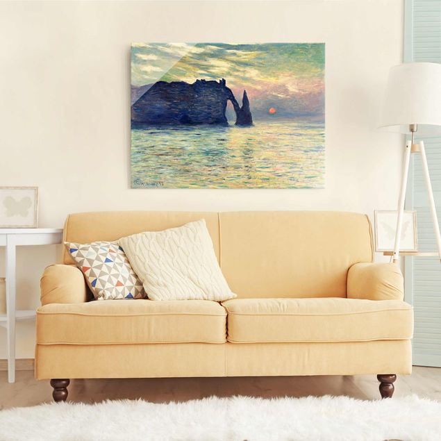 Kunst stilarter Claude Monet - The Cliff, Étretat, Sunset