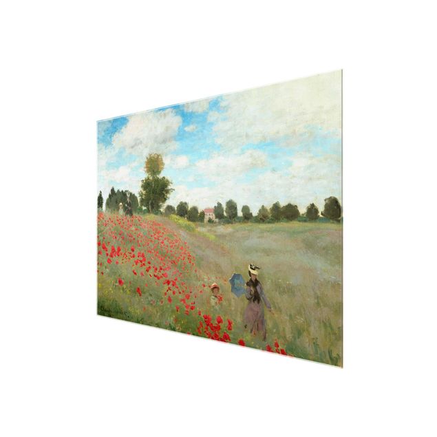 Glasbilleder landskaber Claude Monet - Poppy Field Near Argenteuil